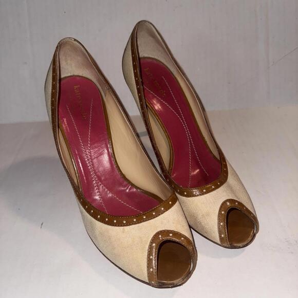 Kate Spade Preppy Peep Toe Old Money Luxury Designer Classic Pumps Size 7.5M - Picture 1 of 14